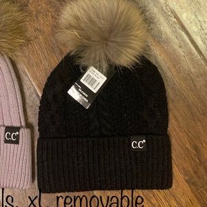 Adults black, black label cc beanie